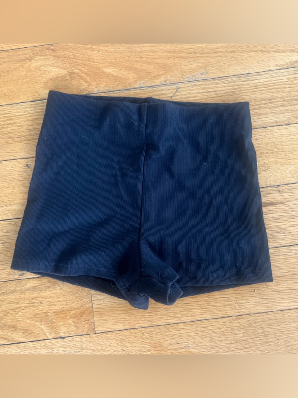 Zara Black Ribbed High Waist Hot Pants